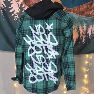 Flag Nor Fail Green Plaid Flannel Size S